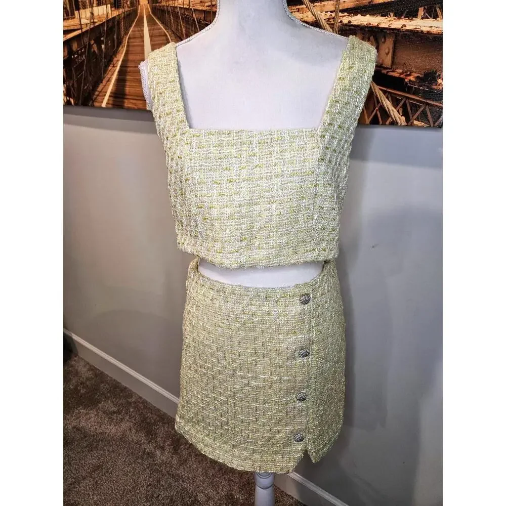 Nwt Revolve's House of Harlow Margarita Lime Cropped Top & Skirt 304 - Picture 1 of 12